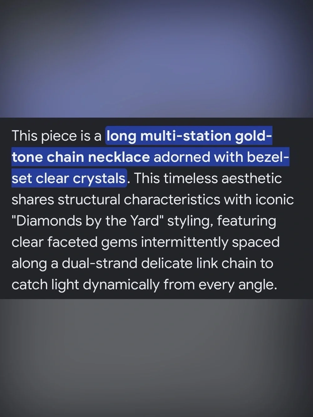 Swarovski Gold Long Station Double Strand Necklace with Clear Stones